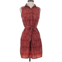 Banana Republic Factory Store Casual Dress - Shirtdress: Red Chevron/Herringbone Pattern Dresses - Used - Size
