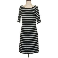 White House Black Market Casual Dress - Shift: Black Stripes Pattern Dresses - Used