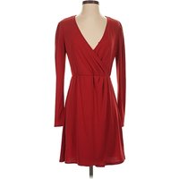 Nine West Cocktail Dress - Wrap: Burgundy Solid Pattern Dresses - Used