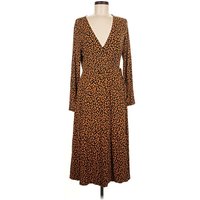 Old Navy Casual Dress - Wrap: Black Animal Print Pattern Dresses - Used