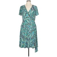 Casual Dress - Wrap: Teal Paisley Pattern Dresses - Used