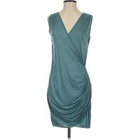 K & Company Cocktail Dress - Wrap: Teal Solid Pattern Dresses - Used - Size