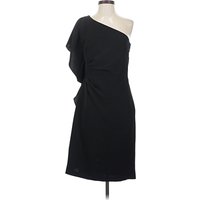 White House Black Market Cocktail Dress: Black Solid Pattern Dresses - Used - Size