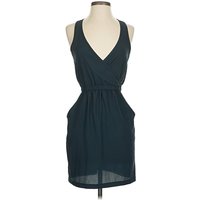 Lush Casual Dress - Wrap: Teal Solid Pattern Dresses - Used