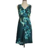 Tahari Cocktail Dress - Wrap: Teal Tie-dye Pattern Dresses - Used - Size X