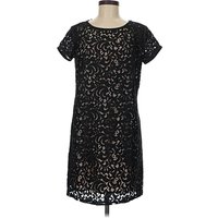 Ann Taylor LOFT Casual Dress - Shift: Black Dresses - Used - Size 8 Petite