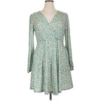 Casual Dress - Wrap: Teal Print Pattern Dresses - Used - Size X