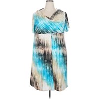 DressBarn Casual Dress - Wrap: Teal Tie-dye Pattern Dresses - Used - Size