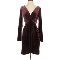 Ann Taylor LOFT Cocktail Dress - Wrap: Burgundy Dresses - Used