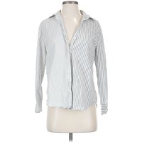 Madewell Long Sleeve Blouse: Silver Stripes Pattern Tops - Size X