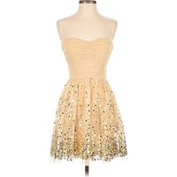Delia's Cocktail Dress - Party: Gold Stars Pattern Dresses - Used - Size