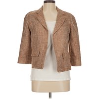 Talbots Blazer Jacket: Tan Tweed Pattern Jackets & Outerwear - Size 6 Petite