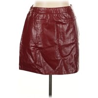 Kate Kasin Faux Leather Skirt: Burgundy Bottoms - Size X