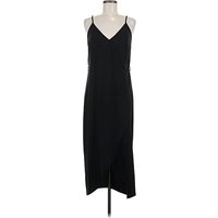 Olivia Grey Cocktail Dress - Slip dress: Black Solid Pattern Dresses - Used