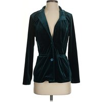 Blazer Jacket: Teal Solid Pattern Jackets & Outerwear