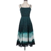 White House Black Market Cocktail Dress: Teal Tie-dye Pattern Dresses - Size