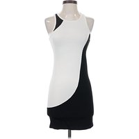 Bebe Cocktail Dress - Bodycon: White Color Block Pattern Dresses - Used