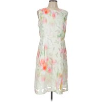 Elie Tahari Cocktail Dress: White Floral Pattern Dresses - Used - Size