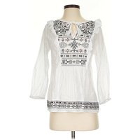 Wrap 3/4 Sleeve Blouse: White Tops - Size