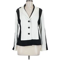 Chico's Blazer Jacket: White Stripes Pattern Jackets & Outerwear