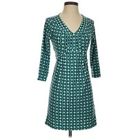 Boden Casual Dress - Wrap: Teal Argyle Pattern Dresses - Used - Size 2 Petite