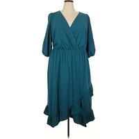 Laundry by Shelli Segal Casual Dress - Wrap: Teal Dresses - Used - Size