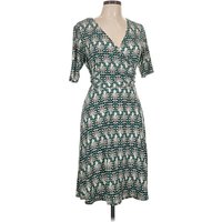 Donna Morgan Casual Dress - Wrap: Teal Print Pattern Dresses - Used - Size