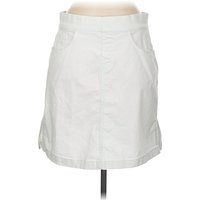 Jag Denim Skirt: White Solid Pattern Bottoms - Size