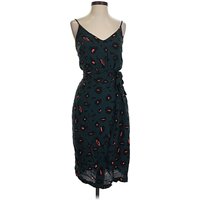 Cocktail Dress - Wrap: Teal Hearts Pattern Dresses - Used
