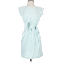 Nine West Cocktail Dress - Wrap: Teal Solid Pattern Dresses - Used - Size X