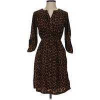 Old Navy Casual Dress - Wrap: Brown Animal Print Pattern Dresses - Used - Size X