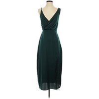 Zara Cocktail Dress - Wrap: Teal Solid Pattern Dresses - Used - Size X