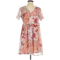 Only Cocktail Dress: Pink Floral Pattern Dresses - Used - Size