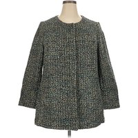 Talbots Coat: Teal Tweed Pattern Jackets & Outerwear - Size 18 Petite