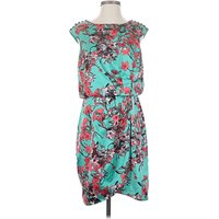 Jessica Simpson Casual Dress - Wrap: Teal Print Pattern Dresses - Used - Size