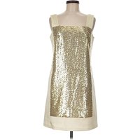 Nanette Lepore Cocktail Dress - Shift: Gold Metallic Pattern Dresses - Used - Size