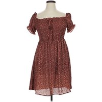 Shein Casual Dress: Brown Hearts Pattern Dresses - Used - Size 0X