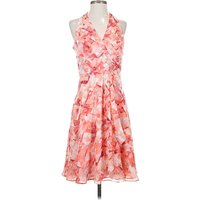 White House Black Market Cocktail Dress - Wrap: Pink Print Pattern Dresses - Used - Size