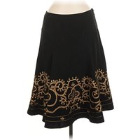 Sunny Leigh Formal Skirt: Black Graphic Pattern Bottoms - Size 8 Petite
