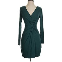 Studio M Cocktail Dress - Wrap: Teal Solid Pattern Dresses - Used