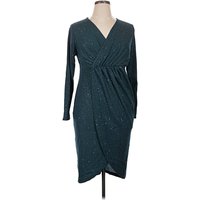 Shein Curve Cocktail Dress - Wrap: Teal Stars Pattern Dresses - Used - Size 14 Plus