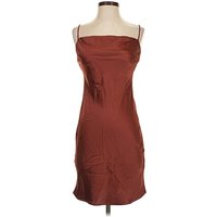 Express Cocktail Dress - Slip dress: Brown Solid Pattern Dresses - Used - Size X