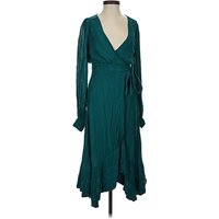 By Anthropologie Cocktail Dress - Wrap: Teal Dresses - Used - Size