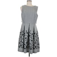 Liz Claiborne Casual Dress - DropWaist: Gray Houndstooth Pattern Dresses - Used - Size