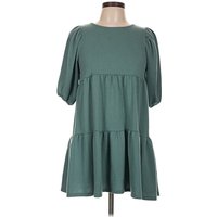 Velvet Torch Casual Dress - DropWaist: Green Solid Pattern Dresses - Used