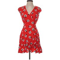J.Crew Casual Dress - Wrap: Red Hearts Pattern Dresses - Used - Size