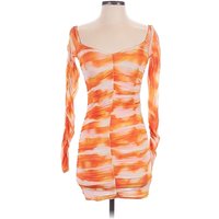 BY.DYLN Cocktail Dress: Orange Tie-dye Pattern Dresses