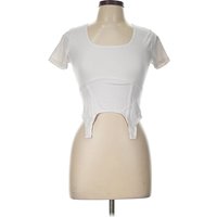 Top Chic Short Sleeve T-Shirt White Square Neckline Tops - Used