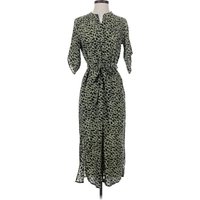 French Grey Casual Dress - Wrap: Green Animal Print Pattern Dresses - Used