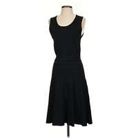 Pink Tartan Casual Dress - Fit & Flare: Black Solid Pattern Dresses - Used - Size X
